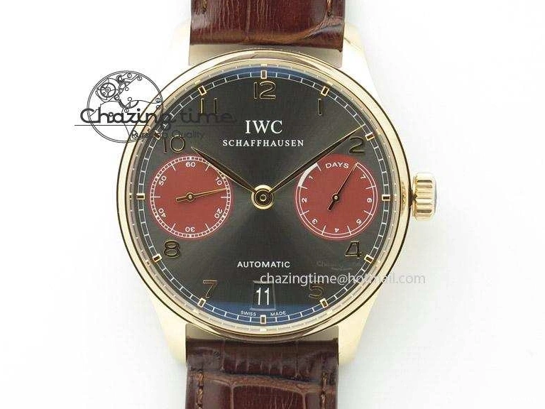 MIROTIME 0505 Portuguese Real PR IW500127 RG ZF 1:1 Best Edition Grey Red Dial On Brown Leather Strap A52010 V AllSeason 7331